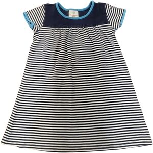 Hanna Andersson Stripe Dayplay Dress Navy Girls Size 6-7